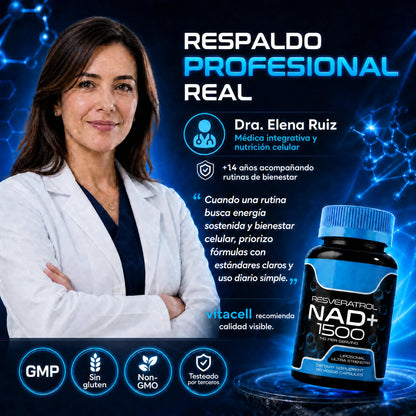 NAD+ Resveratrol 1500 — Mas Energía  y presencia